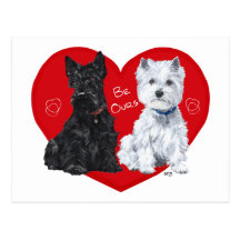 Westie et Scottie Valentine Carte Postale