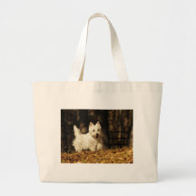Westie sur le mouvement sac en toile