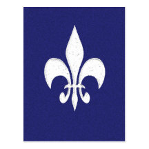White Fleur de Lis sur le bleu Carte Postale