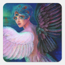 Wings de paon de Madame de la dualité Autocollants Carrés
