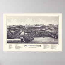 Wolfeborough, carte panoramique de NH (Wolfeboro)  Posters