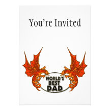 Worlds Best Dad Dragon In Gold Trim Custom Invite