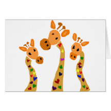 WW- girafe et bande dessinée primitive d'art de co Carte De Vœux