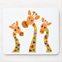 WW- girafe et bande dessinée primitive d'art de co Tapis De Souris
