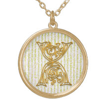 X collier initial de "rayure de Pin d'or" de monog