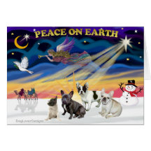 XmasSunrise-Four FrenchBulldogs Cartes