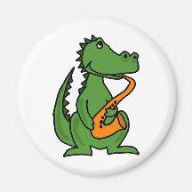 XX alligator jouant le saxophone Magnets Pour Réfrigérateur