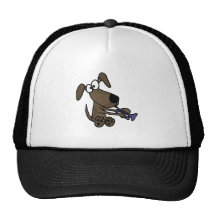 XX chiot drôle jouant la bande dessinée de trompet Casquettes