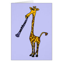 XX girafe jouant la clarinette Carte De Vœux
