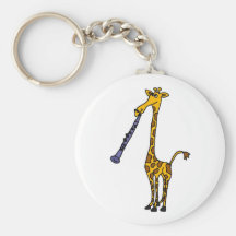 XX girafe jouant la clarinette Porte-clefs