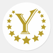 Y-Lettre-Étoile-Couronne Adhésif Rond