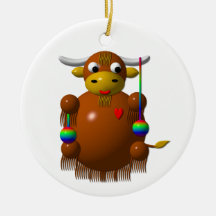 Yaks mignons avec des yo-yo ornements