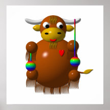 Yaks mignons avec des yo-yo poster