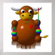 Yaks mignons avec des yo-yo posters