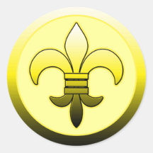 Yellow Fleur de Lis Stickers Autocollant Rond