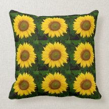 Yellow Sunflower Flower Throw Pillow