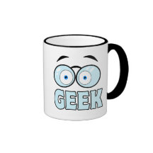 Yeux de bande dessinée avec le GEEK en verre Tasse