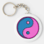 Yin ébouriffé par le vent rose bleu Yang Porte-clef