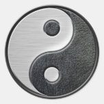 Yin en cuir et en acier Yang Autocollants Ronds