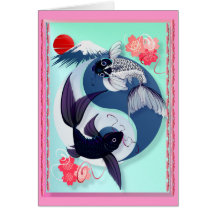 Yin et cartes de Yang Koi