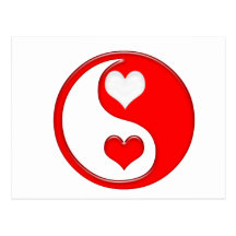 Yin et coeurs de Yang Valentine Carte Postale