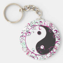 Yin et conception florale de Yang Porte-clé