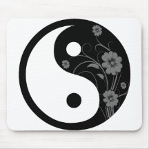 Yin floral noir Yang Mousepad Tapis De Souris