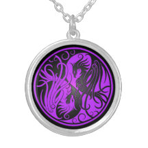 Yin pourpre et noir Yang Phoenix Colliers Personnalisés