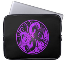 Yin pourpre et noir Yang Phoenix Housses Pour Ordinateur Portable