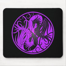Yin pourpre et noir Yang Phoenix Tapis De Souris