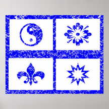 Yin Yang, Fleur de lis et étoile soufflent Posters