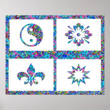 Yin Yang, Fleur de lis et étoile soufflent Posters