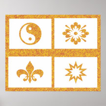 Yin Yang, Fleur de lis et étoile soufflent Posters