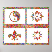 Yin Yang, Fleur de lis et étoile soufflent Posters