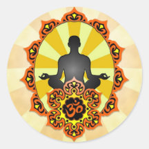 Yoga Aum de méditation, orange et jaune Autocollants