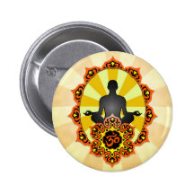 Yoga Aum de méditation, orange et jaune Badge Avec Épingle