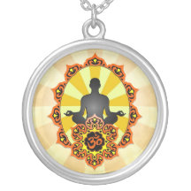 Yoga Aum de méditation, orange et jaune Colliers Personnalisés