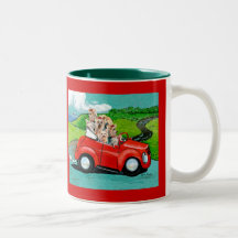 Yorkies dans la tasse convertible rouge de tasse