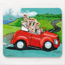 Yorkies dans Mousepad convertible rouge Tapis De Souris