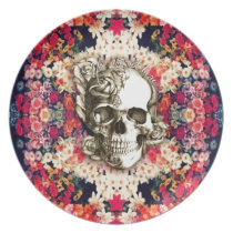 You are not here Day of the Dead floral art assiettes