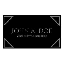 YourJobTitle ! Coins argentés foncés noirs Cartes De Visite Professionnelles