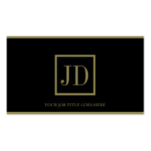 YourJobTitle ! Noir/plaque carrée monogramme d'or Modèles De Cartes De Visite
