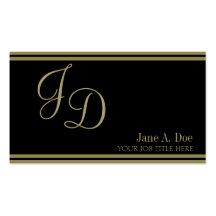 YourJobTitle ! Rayures de fantaisie de noir/or Modèle De Carte De Visite