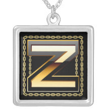 Z- Lettre initiale de monogramme Collier Personnalisé