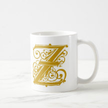 Z Monogram Wedding Gold Mugs Cups and Steins