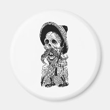 Zapatista Calavera. c. 1900's tôt. Le Mexique Magnets