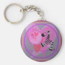 Zebra with Hearts. Key Chain