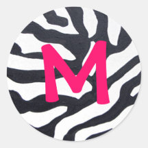 Zèbre avec le monogramme adhésifs ronds