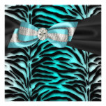 Zèbre bleu turquoise toute l'invitation de partie 