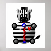 Zèbre mignon avec une tirette affiche